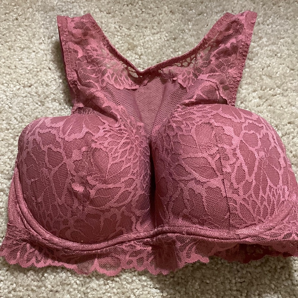 Pink Victoria’s Secret bralette with pink lace